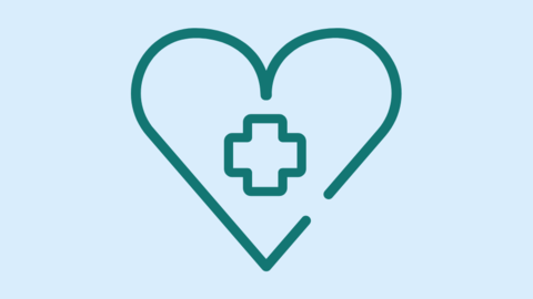 Icon Gesundheitsmanagement: Stilisiertes Herz mit einem Kreuz in der Mitte
