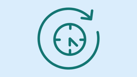 Icon Zeit: Uhr mit Pfeil drumherum