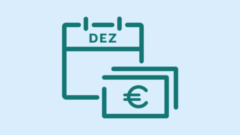 Icon Jahressonderzahlung: Stilisiertes Geld vor Kalender