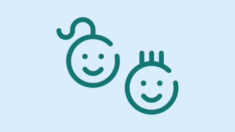 Icon Kinder: Stilisiertes Bild eines Mädchen und Jungen