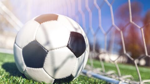 Unbestrittene Fußballerweisheit: Das Runde muss ins Eckige. Zu sehen ist ein Fußball, der im Tor liegt.