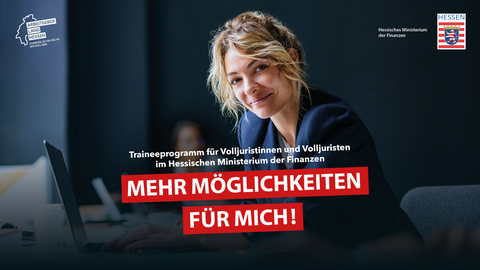 Werbung für das Traineeprogramm, zu sehen ist eine lächelnde junge Frau und das Motto: "Mehr Möglichkeiten für mich!"